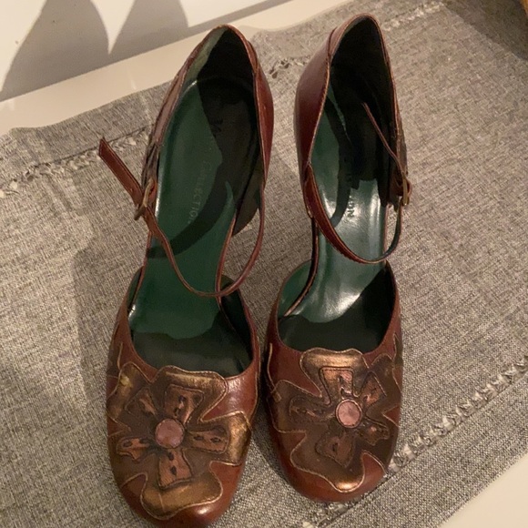 Brown, gold & copper Roberto Vianni leather heels - Picture 2 of 5